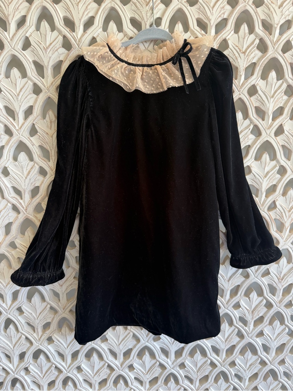 NWOT Janie and Jack Black Velvet Lace Collar Dress Size 5